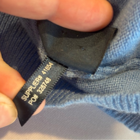 RALPH LAUREN Blue Label 100% Cashmere Italian Yarn V Neck Blue‎ Sweater Large - Picture 6 of 10